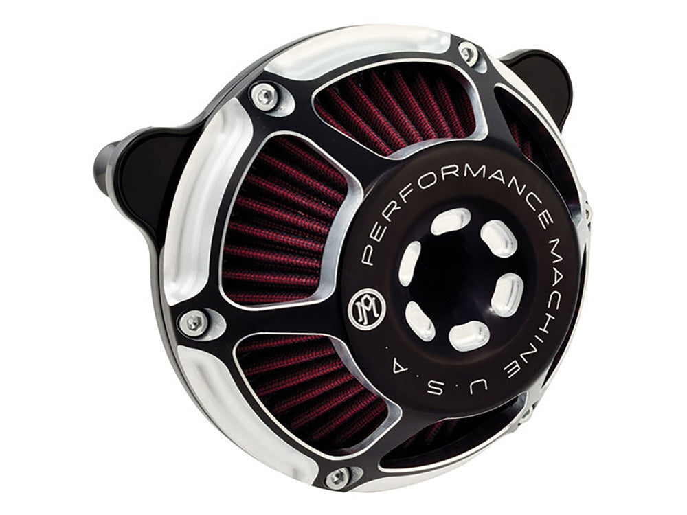 Performance Machine P02062141BM Max HP Air Cleaner Kit Black Contrast Cut for Milwaukee-Eight Touring 17-Up/Softail 18-Up