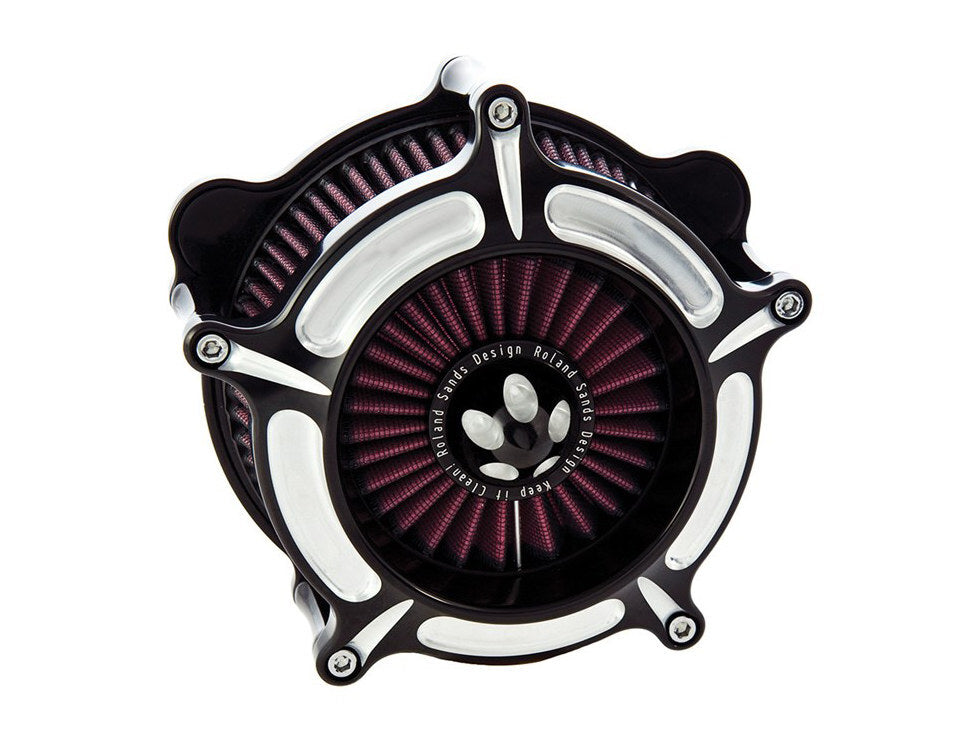 Roland Sands Designs P02062144BM Turbine Air Cleaner Kit Black Contrast Cut for Milwaukee-Eight Touring 17-Up/Softail 18-Up