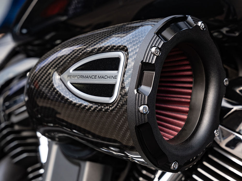 Performance Machine P02062161SMB C4 Series Air Cleaner Kit Carbon Fiber for Twin Cam 08-17 w/Throttle-by-Wire