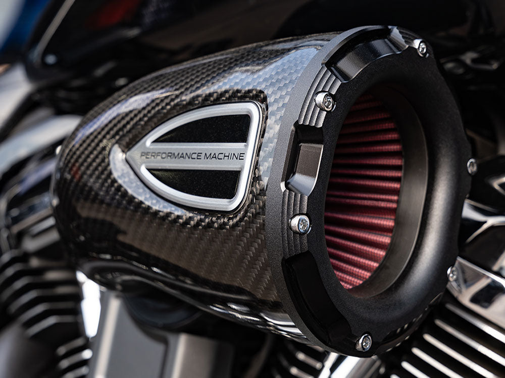 Performance Machine P02062162SMB C4 Series Air Cleaner Kit Carbon Fiber for Big Twin 93-17 w/CV Carb or Cable Operated Delphi EFI