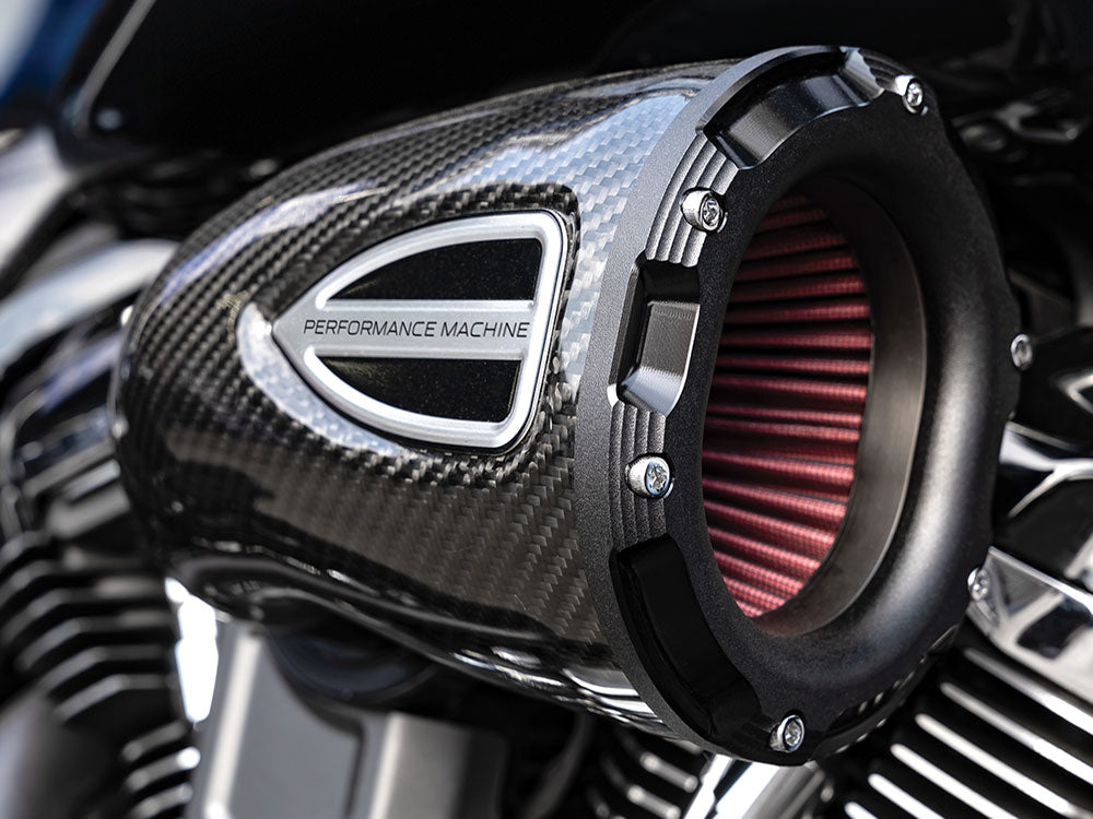 Performance Machine P02062162SMB C4 Series Air Cleaner Kit Carbon Fiber for Big Twin 93-17 w/CV Carb or Cable Operated Delphi EFI