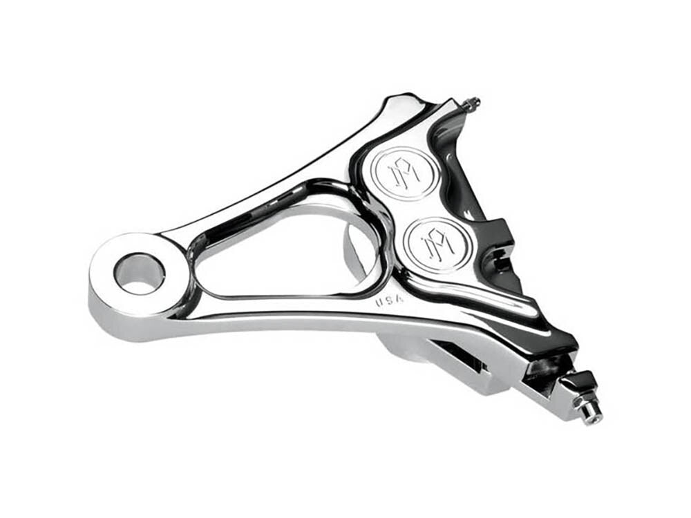 Performance Machine P12560077CH Right Rear Integrated 4 Piston Caliper & Mounting Bracket Chrome for Softail 08-17 & New Phatail Kits w/25mm Axle