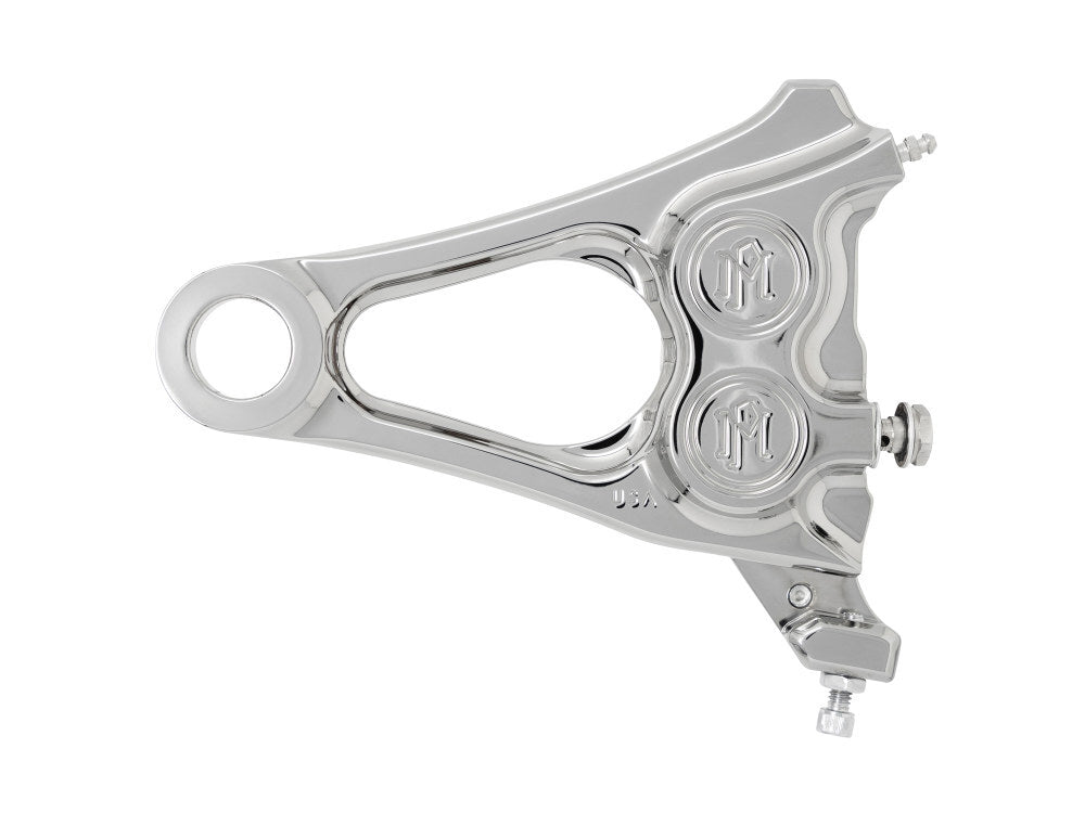 Performance Machine P12560084CH Right Hand Rear 4 Piston Caliper & Mounting Bracket Chrome for Softail 18-Up