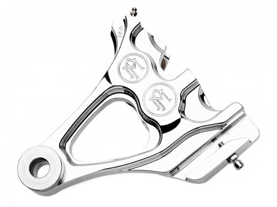 Performance Machine P12740076CH Right Rear Integrated 4 Piston Caliper & Mounting Bracket Chrome for Softail 87-99 w/3/4" Rear Axle