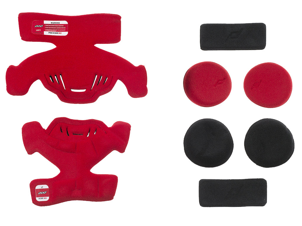 POD K300 Red Left Knee Brace Pad Set