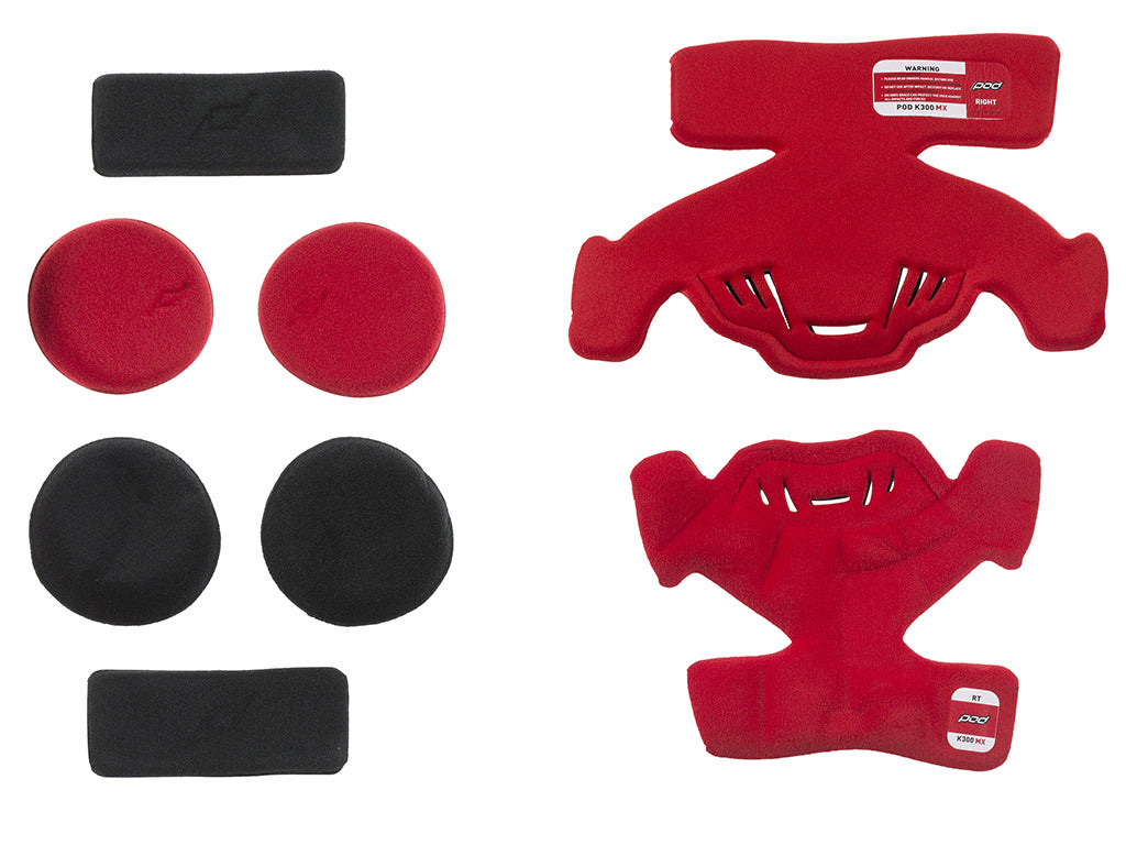 POD K300 Red Right Knee Brace Pad Set