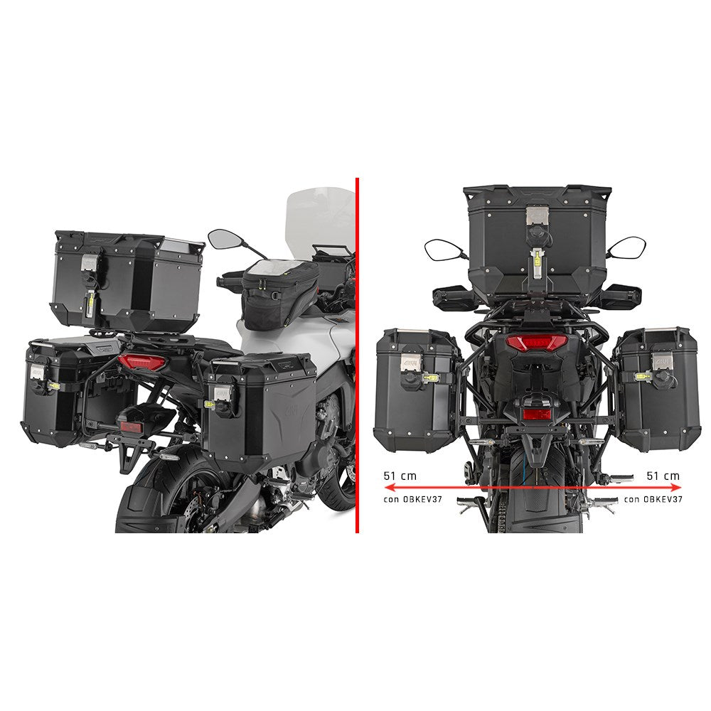 Givi PLO2171CAM PL ONE-FIT Side Case Pannier Holder for Tracer 9/Tracer 9 GT/Tracer 9 GT+ 25-Up w/Trekker Outback Monokey CAM-Side Cases/Canyon Monokey CAM-Side Bags