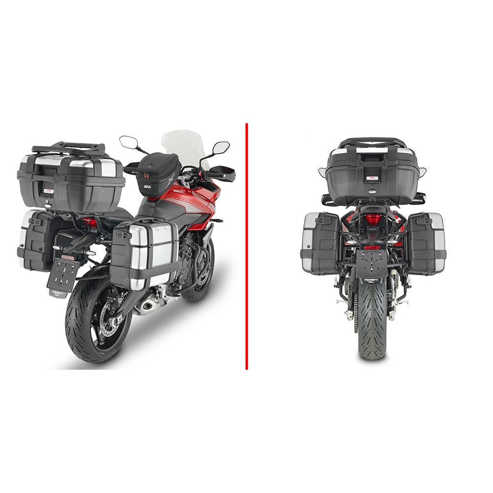 Givi PLO6421MK PL One-Fit Side Case Pannier Holder for Triumph Tiger Sport 660 22-Up/Tiger Sport 800 25-Up w/Monokey Side Cases