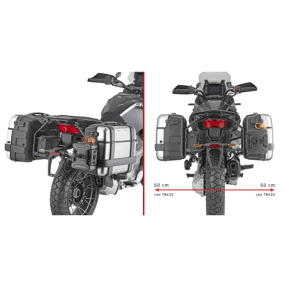 Givi PLO8208MK PL One-Fit Side Case Pannier Holder for Moto Guzzi Stelvio 1000 24-Up w/Monokey Side Cases