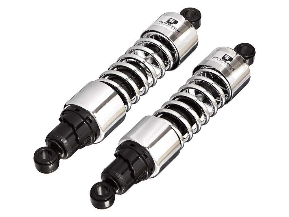 Progressive Suspension PS-412-4002C 412 Series 13" Standard Spring Rate Rear Shock Absorbers Chrome for Touring 80-05/Sportster 79-03/FXR 82-94