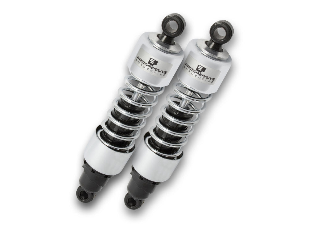 Progressive Suspension PS-412-4006C 412 Series 11.5" Standard Spring Rate Rear Shock Absorbers Chrome for Touring 80-05/Sportster 79-03/FXR 82-94