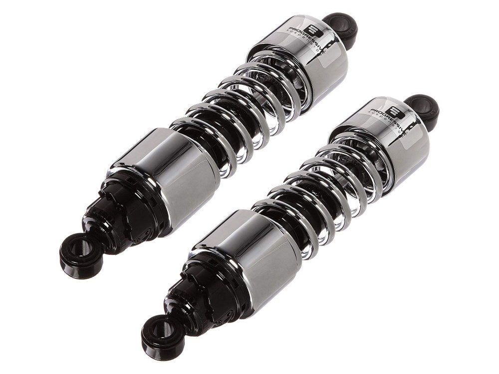 Progressive Suspension PS-412-4009C 412 Series 13.5" Standard Spring Rate Rear Shock Absorbers Chrome for Touring 80-05/Sportster 79-03/FXR 82-94