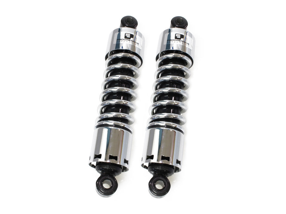 Progressive Suspension PS-412-4013C 412 Series 12" Rear Shock Absorbers Chrome for Big Twin 73-86 4 Speed