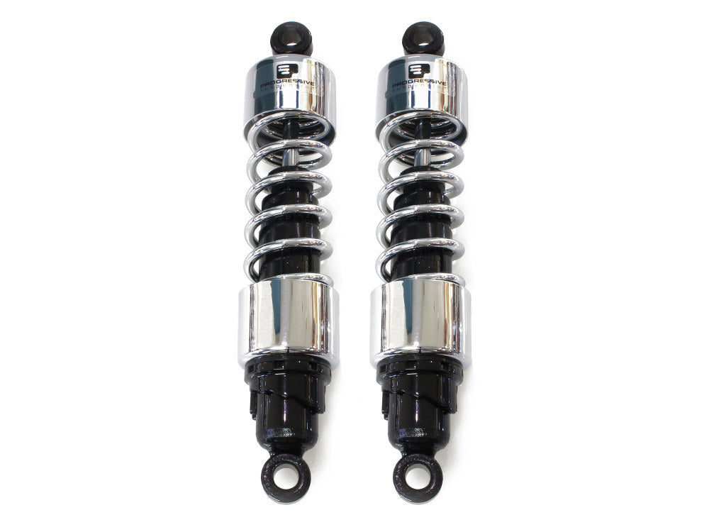 Progressive Suspension PS-412-4020C 412 Series 13" Heavy Duty Spring Rate Rear Shock Absorbers Chrome for Touring 80-05/Sportster 79-03/FXR 82-94