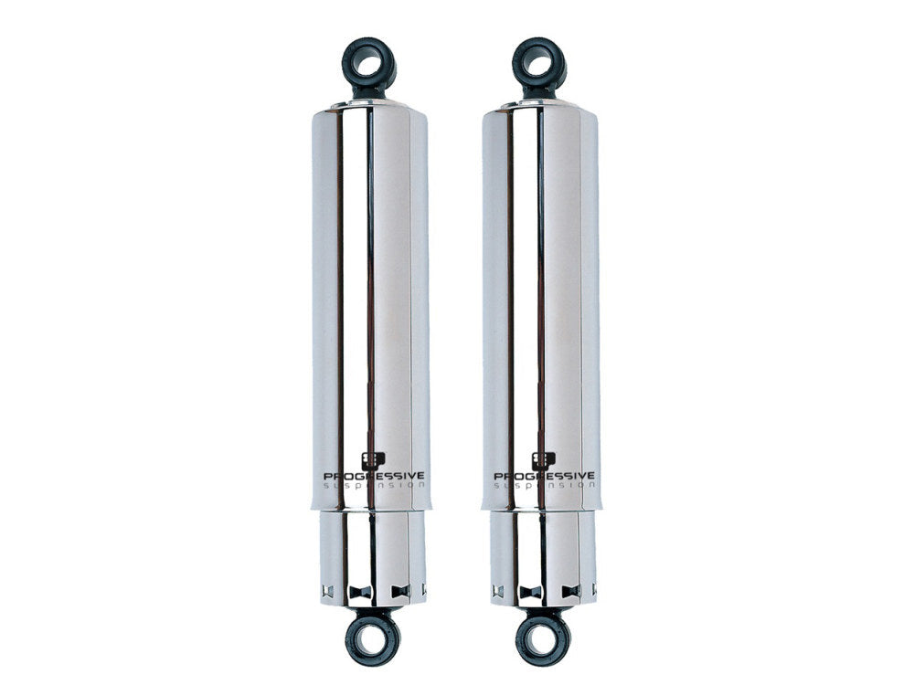 Progressive Suspension PS-412-4029C 412 Series 13.5" Rear Shock Absorbers w/Full Covers Chrome for Big Twin 58-72