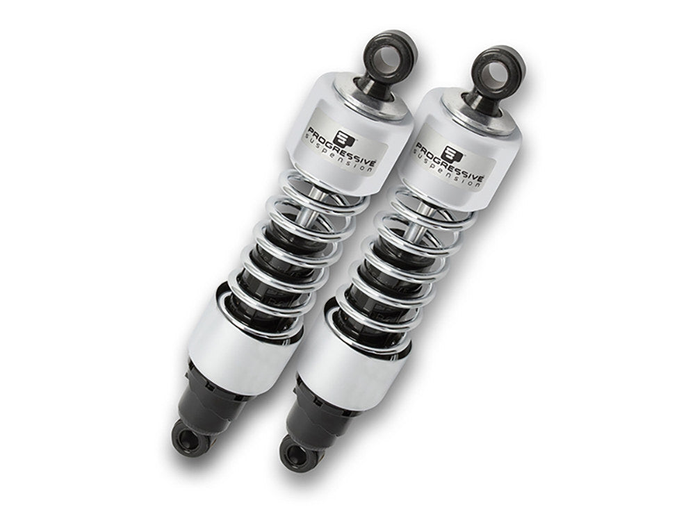 Progressive Suspension PS-412-4030C 412 Series 11" Rear Shock Absorbers Chrome for Big Twin 73-86 4 Speed