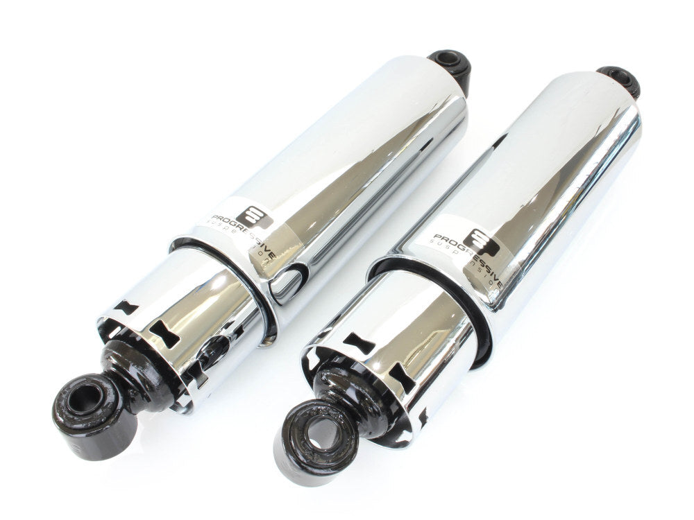 Progressive Suspension PS-412-4035C 412 Series 12" Rear Shock Absorbers w/Full Covers Chrome for Big Twin 73-86 4 Speed