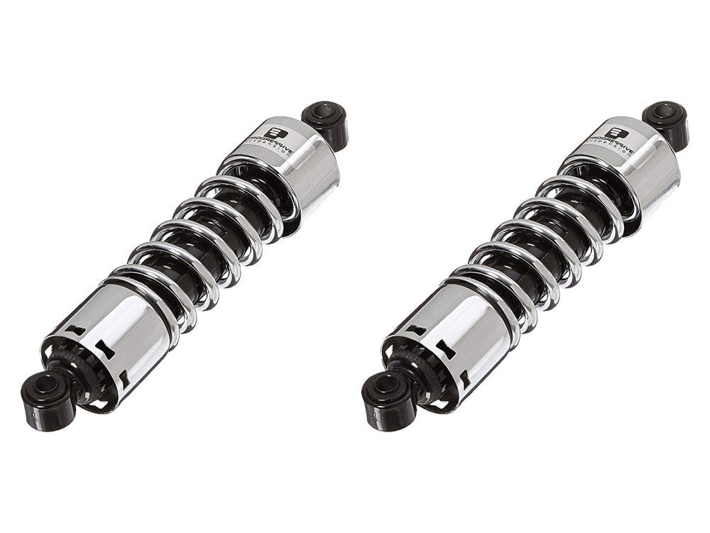 Progressive Suspension PS-412-4036C 412 Series 12" Standard Spring Rate Rear Shock Absorbers Chrome for Dyna 91-17