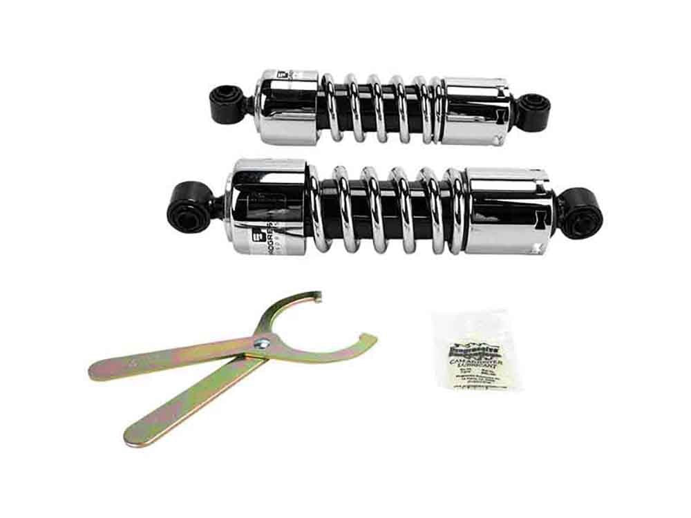 Progressive Suspension PS-412-4037C 412 Series 11" Standard Spring Rate Rear Shock Absorbers Chrome for Dyna 91-17/FLD 12-Up