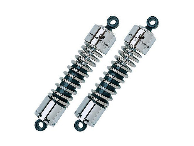 Progressive Suspension PS-412-4045C 412 Series 11" Heavy Duty Spring Rate Rear Shock Absorbers Chrome for Dyna 91-17/FLD 12-Up