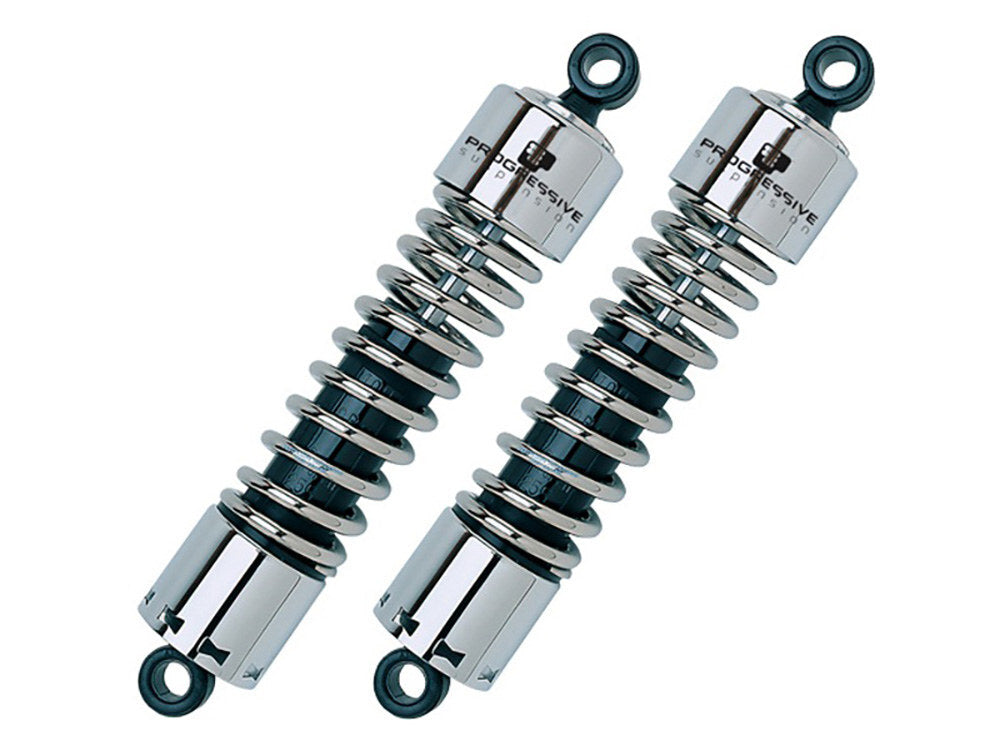 Progressive Suspension PS-412-4049C 412 Series 12" Standard Spring Rate Rear Shock Absorbers Chrome for Touring 80-05/Sportster 79-03/FXR 82-94