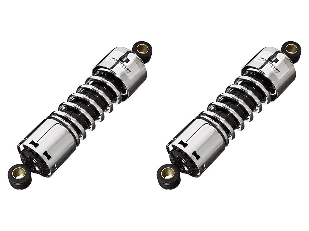 Progressive Suspension PS-412-4062C 412 Series 11" Standard Spring Rate Rear Shock Absorbers Chrome for Sportster 04-21