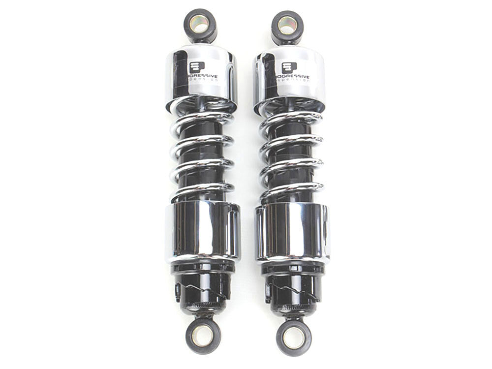 Progressive Suspension PS-412-4063C 412 Series 11.5" Standard Spring Rate Rear Shock Absorbers Chrome for Sportster 04-21