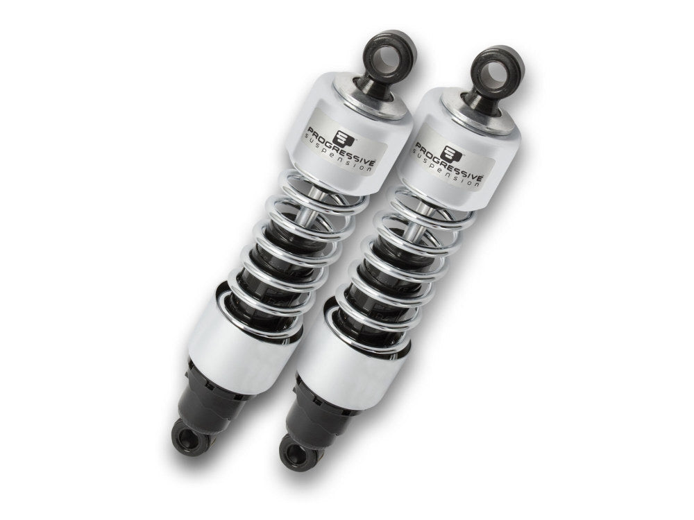 Progressive Suspension PS-412-4065C 412 Series 13" Standard Spring Rate Rear Shock Absorbers Chrome for Sportster 04-21