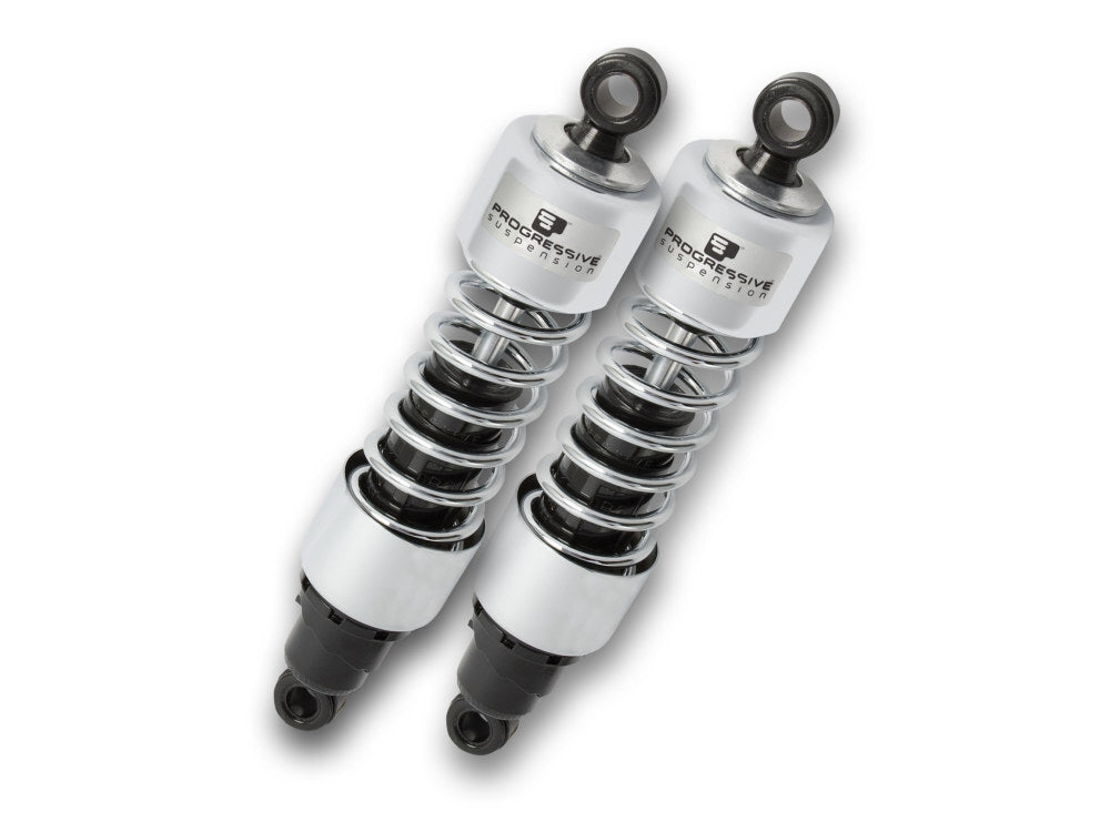 Progressive Suspension PS-412-4079C 412 Series 12" Standard Spring Rate Rear Shock Absorbers Chrome for Touring 06-Up