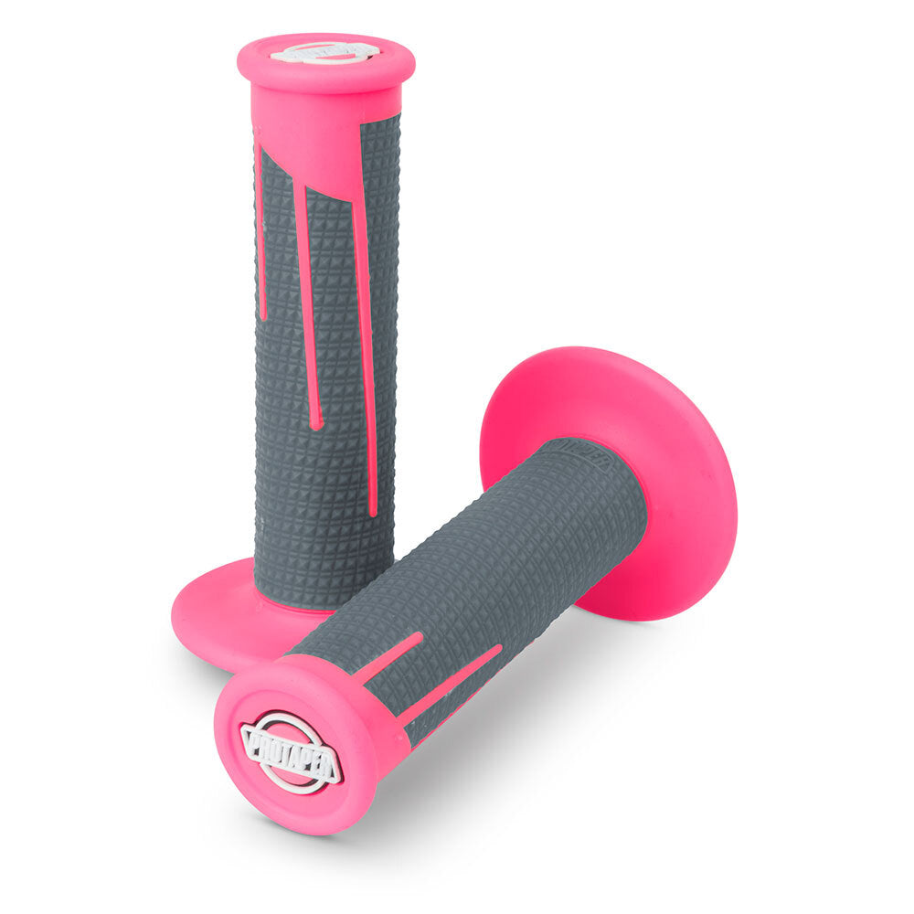 ProTaper PT021684 Clamp-On Full Diamond Grips Neon Pink/Dark Grey