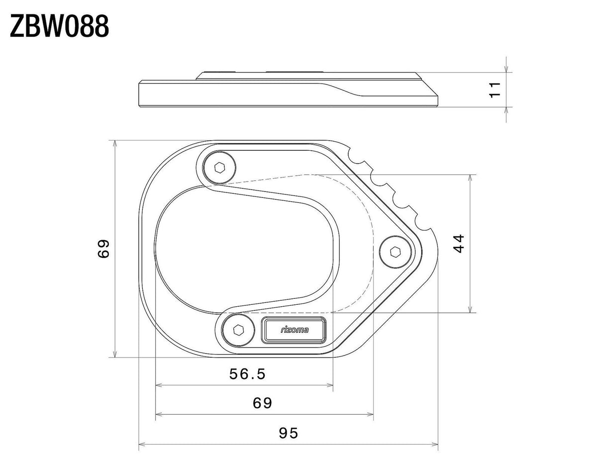 Rizoma Kick Stand Base Extension