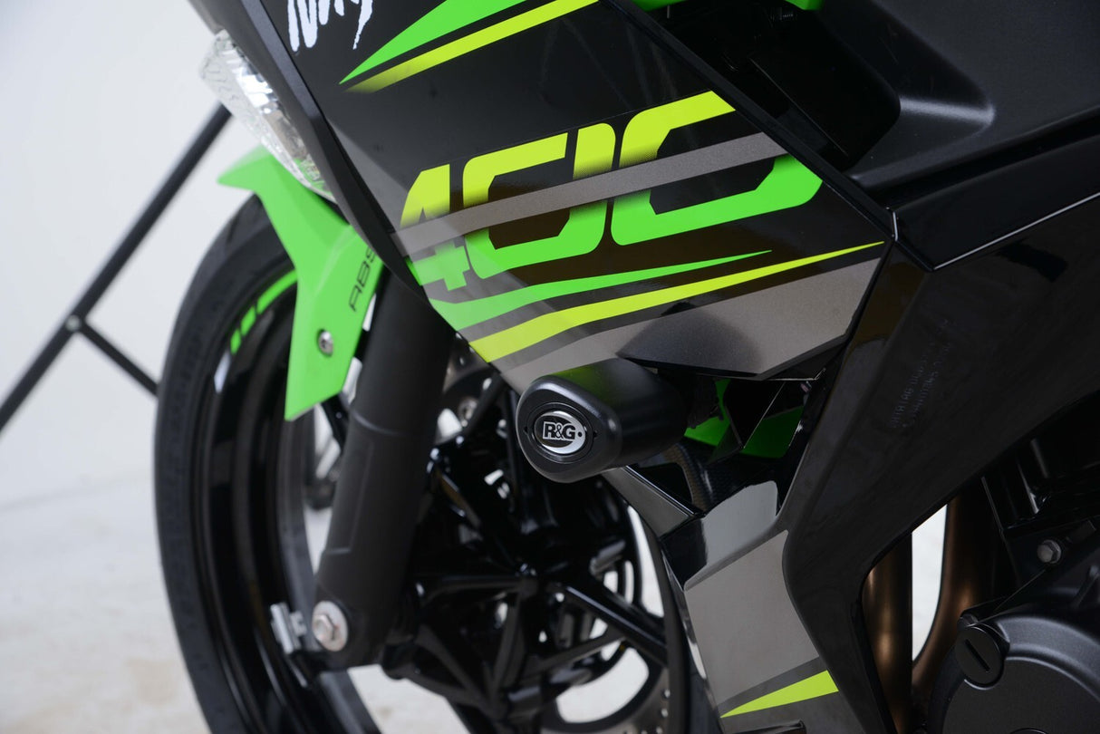 R&G Racing Aero Style Frame Crash Protectors Black for Kawasaki Ninja 250 18-20/400 18-19/Z400 19-20/Z250 2019 (Non Drilled)