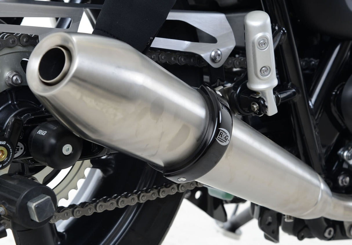R&G Racing Exhaust Protectors Black for Round Style Exhausts on Triumph Daytona Moto2 765 2020/Street Cup 17-18/Street Twin 16-18