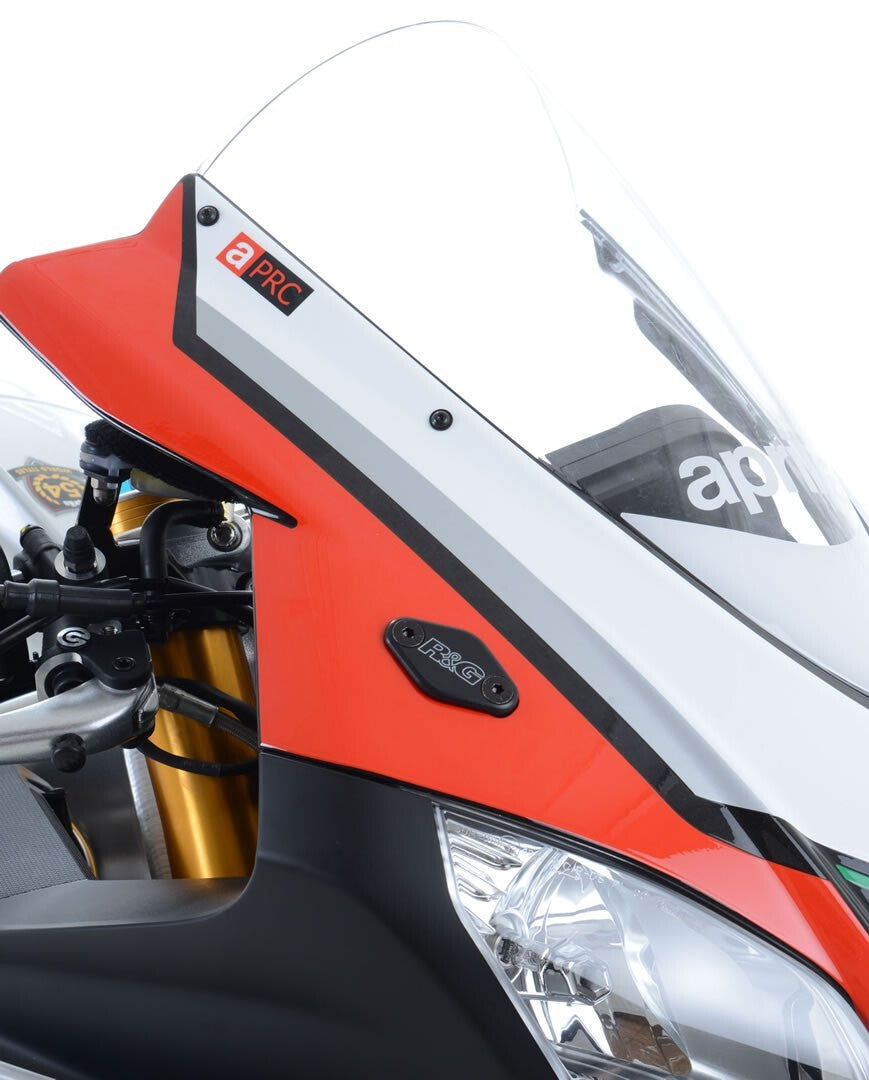 R&G Racing Mirror Blanking Plates Black for Aprilia RS4 125 11-18/RSV4 1100 Factory 19-20/RSV4-RF 15-18/RSV4-RR 15-20