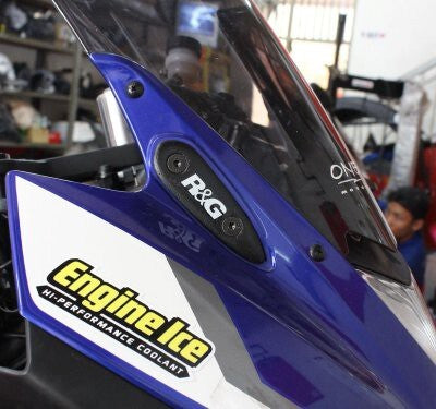 R&G Racing Mirror Blanking Plates Black for Yamaha YZF-R25 14-18/YZF-R3 15-18