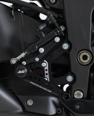 R&G Racing Adjustable Rearsets Black for Kawasaki ZX-6R 05-17