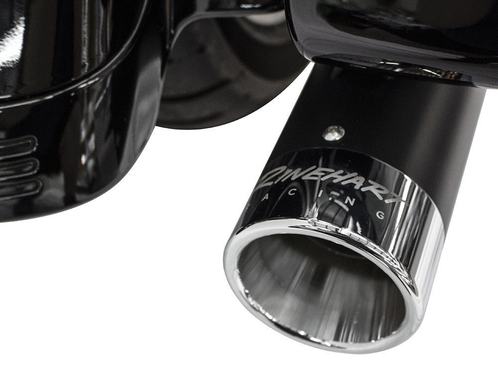 Rinehart Racing RIN-500-0107C 4" Slip-On Mufflers Black w/Chrome End Caps for Touring 17-Up