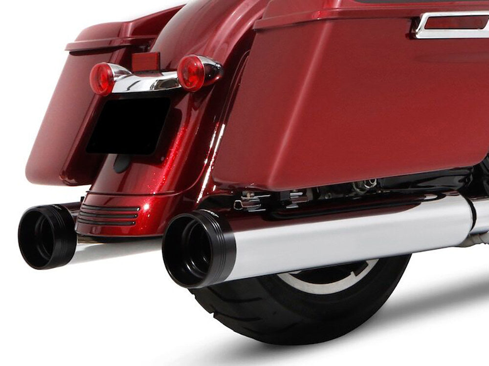 Rinehart Racing RIN-500-0185 4.5" DBX45 Slip-On Mufflers Chrome w/Black End Caps for Touring 17-Up