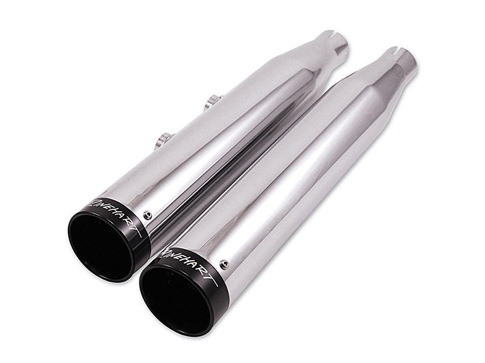 Rinehart Racing RIN-500-0204 3" Slip-On Mufflers Chrome w/Black End Caps for Harley-Davidson Softail Deuce 2007/Fat Boy 07-17