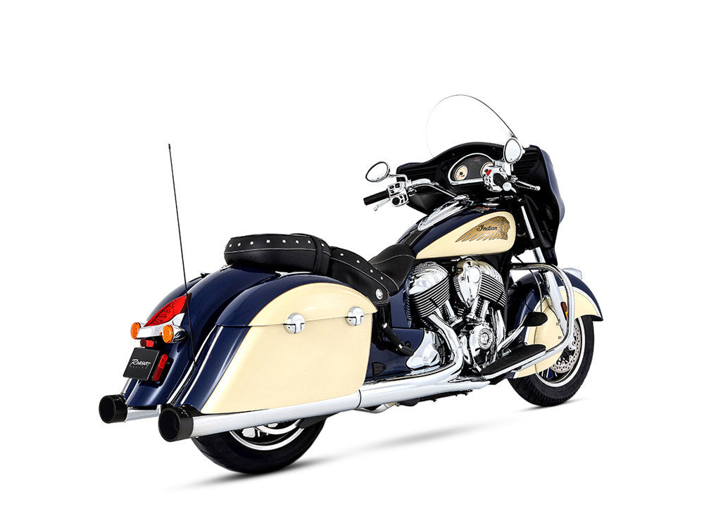 Rinehart Racing RIN-500-0502 4" Slip-On Mufflers Chrome w/Black End Caps for Indian Big Twin 14-Up w/Hard Saddlebags