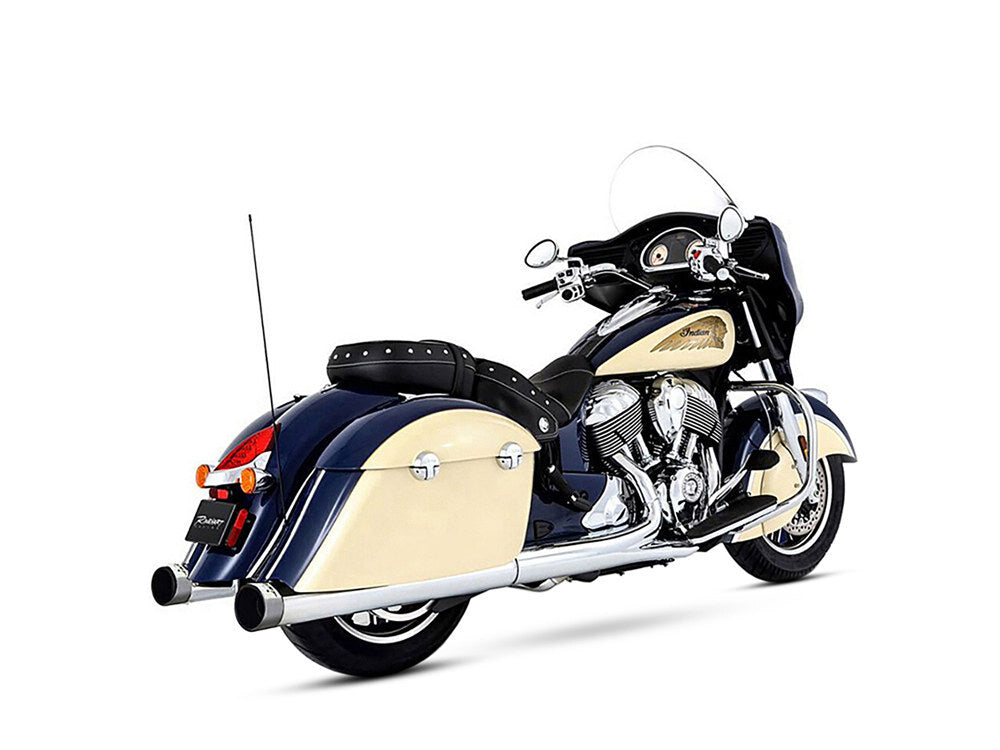 Rinehart Racing RIN-500-0502C 4" Slip-On Mufflers Chrome w/Chrome End Caps for Indian Big Twin 14-Up w/Hard Saddlebags