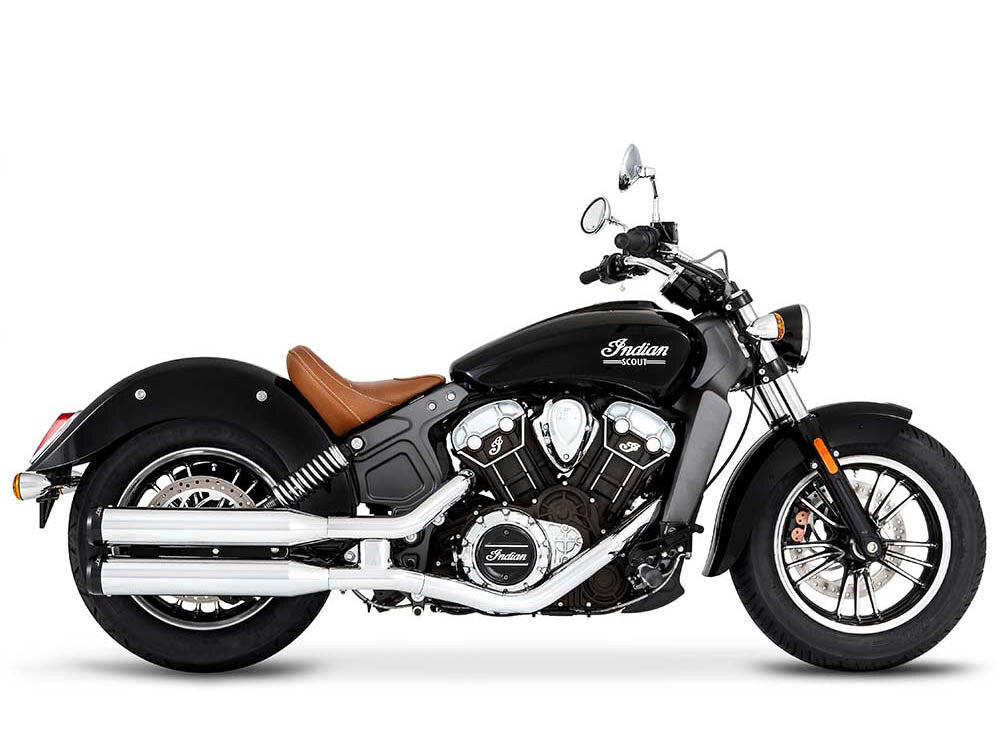 Rinehart Racing RIN-500-0504 3.5" Slip-On Mufflers Chrome w/Black End Caps for Indian Scout 15-Up