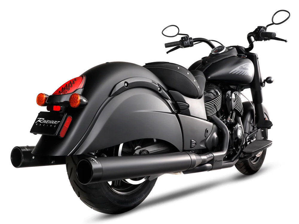 Rinehart Racing RIN-500-0563 4" DBX40 Slip-On Mufflers Black w/Black End Caps for Indian Big Twin 14-Up w/Hard Saddle Bags