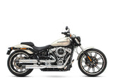 Rinehart Racing RIN-500-1200-SLOT 3.5" Slip-On Mufflers Chrome w/Black Contrast Cut Slotted End Caps for Softail Slim/Street Bob/Low Rider/Breakout/Fa