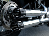 Rinehart Racing RIN-500-1200-SLOT 3.5" Slip-On Mufflers Chrome w/Black Contrast Cut Slotted End Caps for Softail Slim/Street Bob/Low Rider/Breakout/Fa