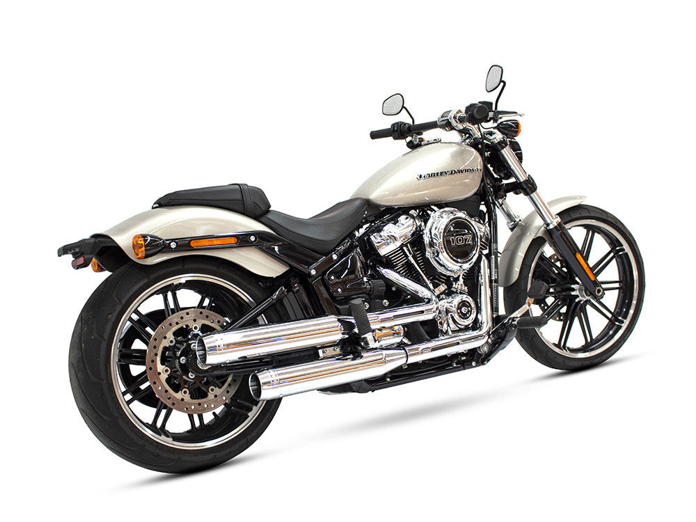 Rinehart Racing RIN-500-1200C 3.5" Slip-On Mufflers Chrome w/Chrome End Caps for Softail Slim/Street Bob/Low Rider/Breakout/Fat Boy 18-Up/Standard 20-