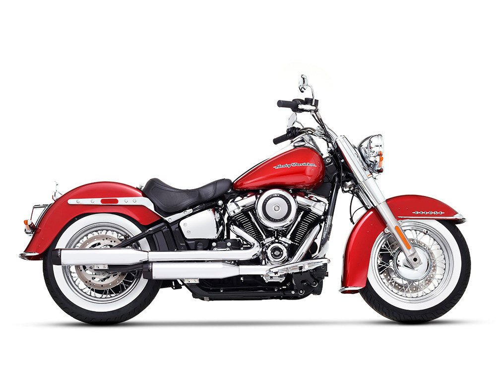 Rinehart Racing RIN-500-1210 3.5" Slip-On Mufflers Chrome w/Black End Caps for Softail Deluxe/Heritage Softail Classic 18-Up