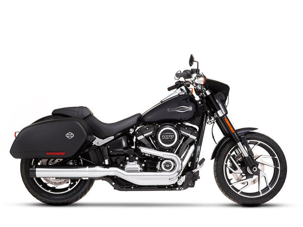 2-into-1 Exhaust for Harley Touring for 95-08 – Rinehart Racing RineHart ハーレー マフラー本体 1986-2011 Softail 2-1 System Chrome With Black End ライ…