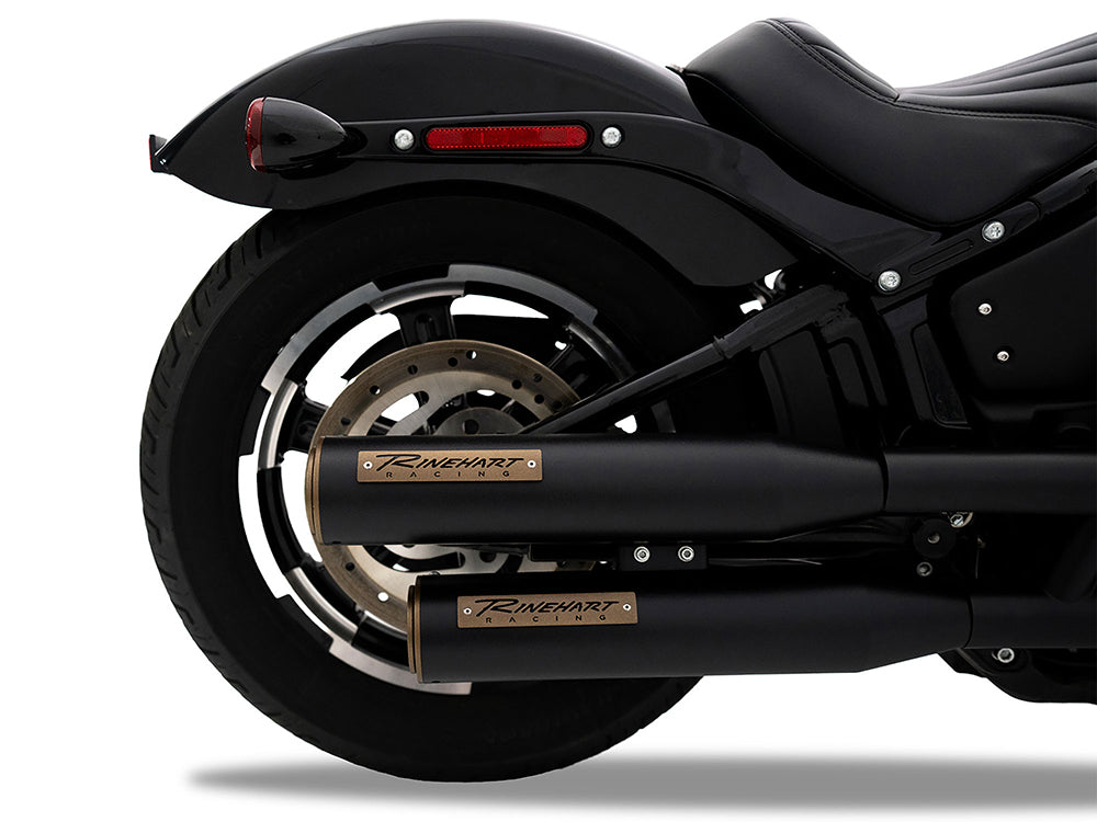 Rinehart Racing RIN-500-1241 3-1/2" Slip-On Mufflers Black w/Bronze End Caps for Softail Slim/Street Bob/Low Rider/Breakout/Fat Boy 18-Up/Standard 20-Up