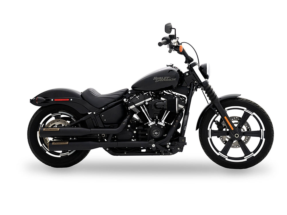 Rinehart Racing RIN-500-1241 3-1/2" Slip-On Mufflers Black w/Bronze End Caps for Softail Slim/Street Bob/Low Rider/Breakout/Fat Boy 18-Up/Standard 20-Up